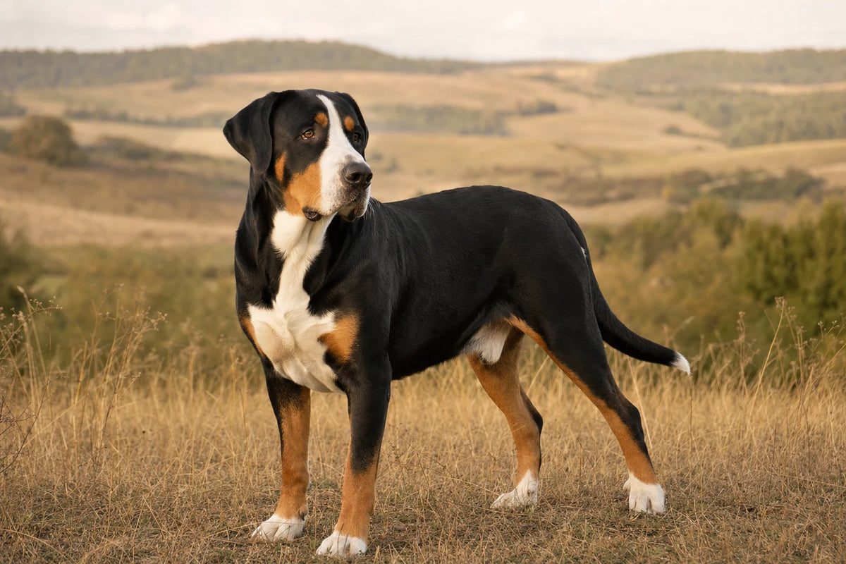 A healthy Greater Swiss Mountain Dog