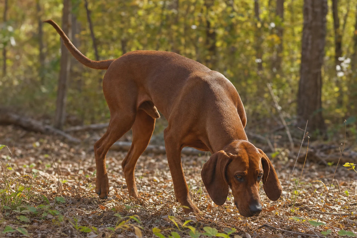 A healthy Redbone Coonhound
