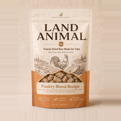 Land Animal Poultry Blend Recipe for Cats freeze-dried raw cat food pouch