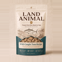 Land Animal Wild-Caught Tuna Recipe for Cats freeze-dried raw cat food pouch