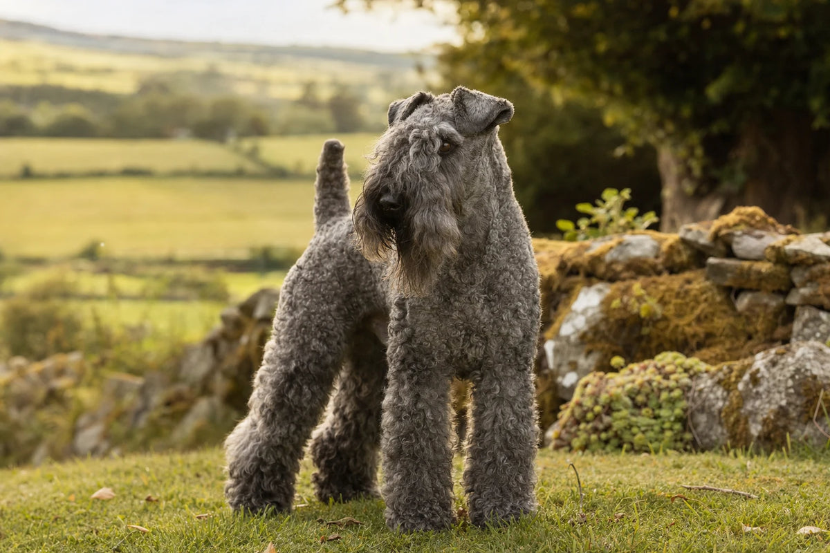 A healthy Kerry Blue Terrier