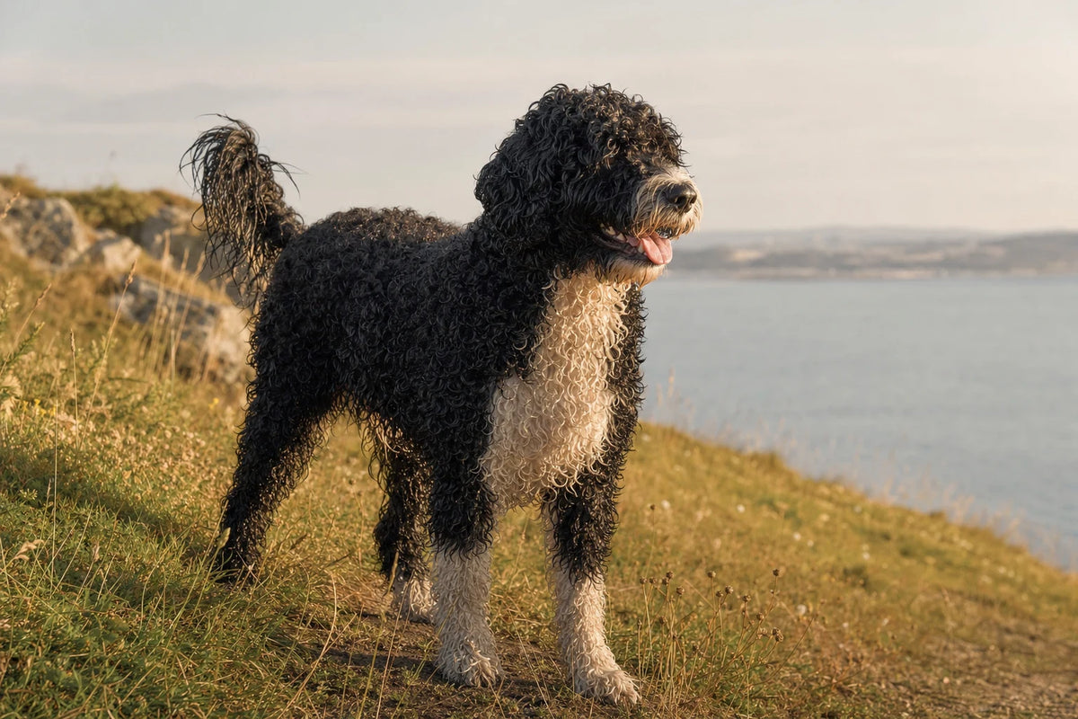 A healthy Portuguese Water Dog