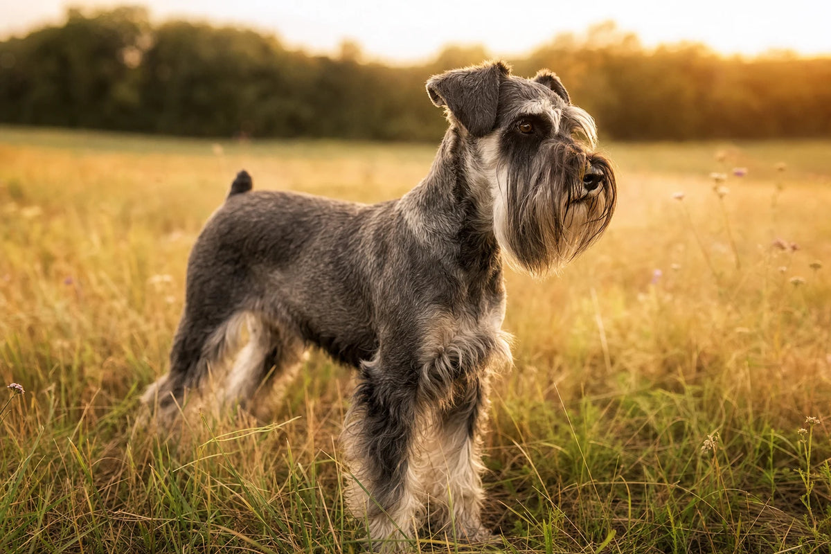 A healthy Standard Schnauzer