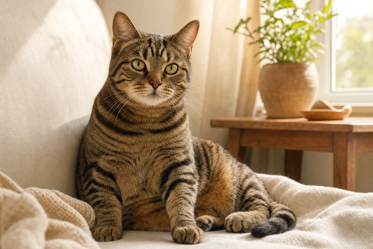 A healthy Domestic Shorthair cat