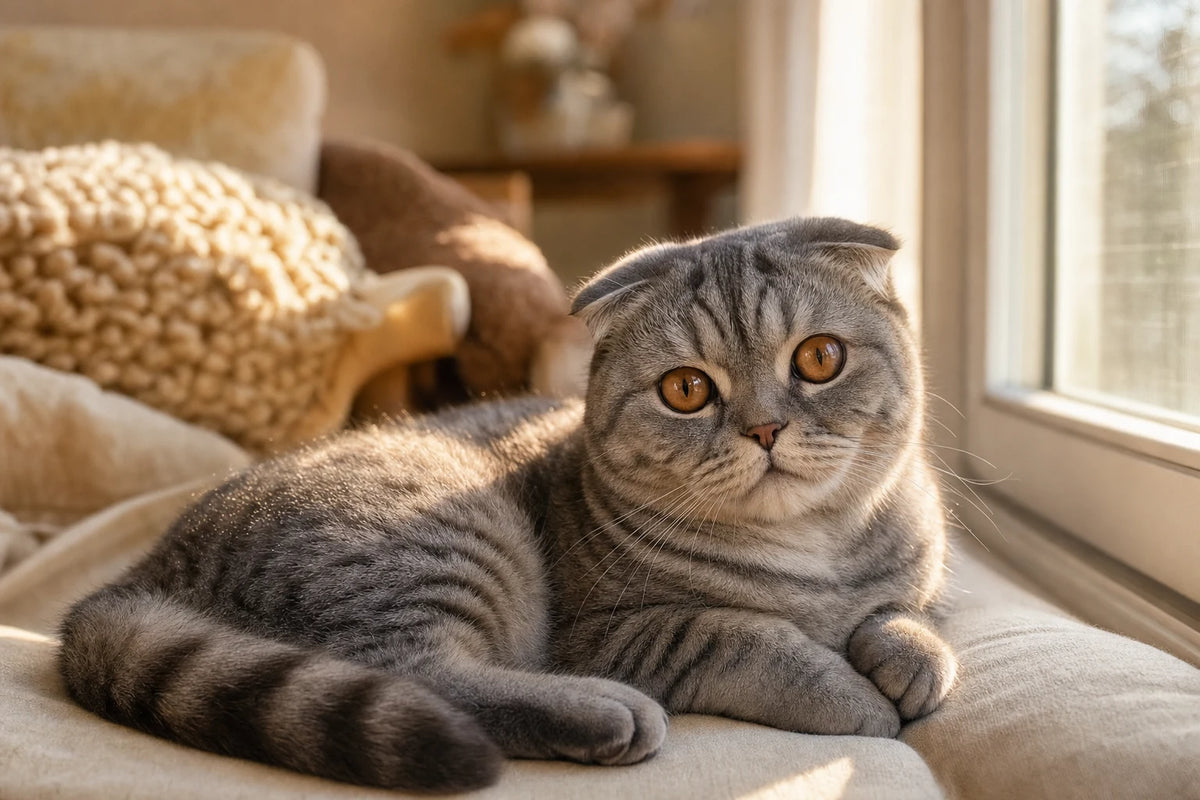 A healthy Scottish Fold cat
