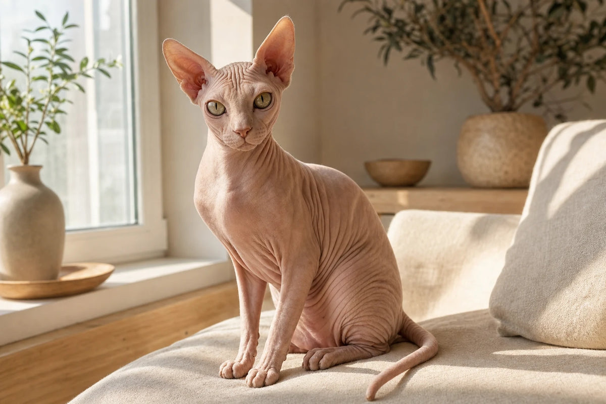 A healthy Sphynx cat